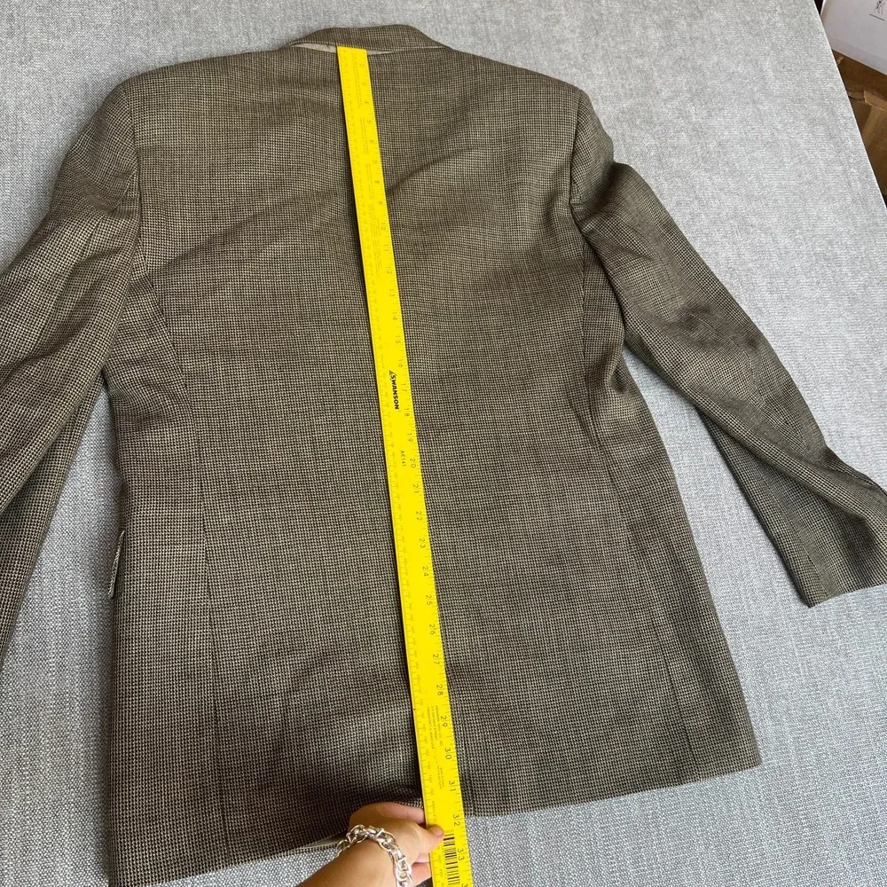 John Weitz Blazer Jacket Mens 40R Brown Houndstooth Wool Single-Breasted Career